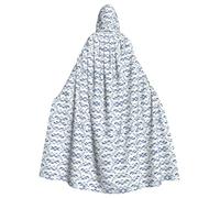 OKFSTY Small Blue Whale Swimming Printing Adult Halloween Large Hooded Cloak 57.8 Inches Length, Suitable For Masquerade Costumes, Comic Con