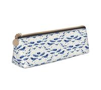 OKFSTY Small Blue Whale Swimming School Pencil Case,Aesthetic with Triangular Design Pen Pouch for Kids for Brushes,Pencils