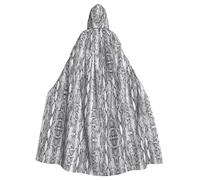 OKFSTY Snake Skin Black And White Printing Adult Halloween Large Hooded Cloak 57.8 Inches Length, Suitable For Masquerade Costumes, Comic Con