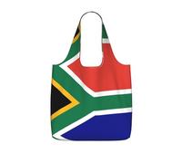 OKFSTY South African Flag Print Printed Reusable Tote 25l Polyester Grocery Shopper Packable Washable Modern Carryall