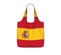 OKFSTY Spanish Flag Print Printed Reusable Tote 25l Polyester Grocery Shopper Packable Washable Modern Carryall