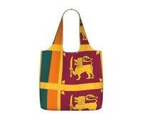 OKFSTY Sri Lanka Flag Print Printed Reusable Tote 25l Polyester Grocery Shopper Packable Washable Modern Carryall