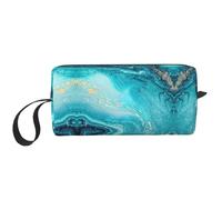 OKFSTY Stone Blue Gold Marble Print Minimalist Carry Bag, Large Capacity Tote. Compact Storage Pouch for Gym, Work, and Weekend Trips