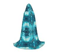OKFSTY Stone Blue Gold Marble Teen Hooded Cape For Halloween Party Witch Vampire Wizard Masquerade Ball Costume Cosplay Gear