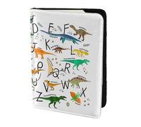 OKFSTY Stylish Learning Alphabets with Dinosaurs Printing Fashion Passport Holder Personalized Printed Cowhide Id Holder Travel Passport Cover 5.5 in