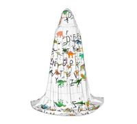 OKFSTY Stylish Learning Alphabets With Dinosaurs Printing Hooded Cape For Teenagers,Halloween Hooded Cape For Teenagers, Suitable For Themed Parties,Comic Con