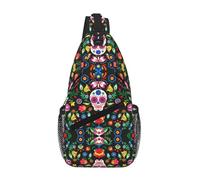 OKFSTY Sugar Horror Skull And Flowers Printing Cross Chest Bag Diagonally Cute Prints Suitable For Men Outdoor Hiking Daily Travel Long Trips