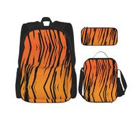 OKFSTY Tiger Stripe 3pcs Backpack, 16" Boys Preschool Elementary Bookbag and Lunch Box Light Weight