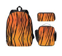OKFSTY Tiger Stripe Backpacks with Lunch Box Pencil Case Set for Study Sessions at The Library