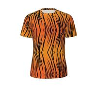 OKFSTY Tiger Stripe Men's Mesh Top Short Sleeve T Shirt Blouse Clubwear for Nightclubs and Dancing Black