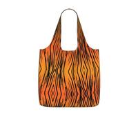 OKFSTY Tiger Stripe Print Printed Reusable Tote 25l Polyester Grocery Shopper Packable Washable Modern Carryall