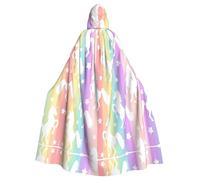 OKFSTY Unicorns On Colorful Stripes Printing Adult Halloween Large Hooded Cloak 57.8 Inches Length, Suitable For Masquerade Costumes, Comic Con