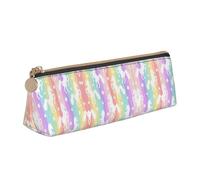 OKFSTY Unicorns On Colorful Stripes School Pencil Case,Aesthetic with Triangular Design Pen Pouch for Kids for Brushes,Pencils