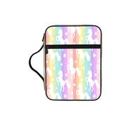 OKFSTY Unicorns On Colorful Stripes Stylish Printed Bible Bag with Smooth Zippers & Multi-Pockets Compact Organizer for Religious Study
