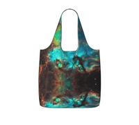 OKFSTY Universe Galaxy Space Print Printed Reusable Tote 25l Polyester Grocery Shopper Packable Washable Modern Carryall