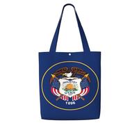 OKFSTY Utah Flag Canvas Tote Bag, Pockets, Durable, Lightweight, Polyester Shopping Cloth Bag, Gifts