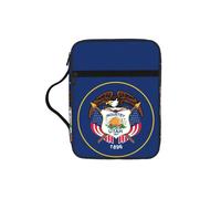 OKFSTY Utah Flag Stylish Printed Bible Bag with Smooth Zippers & Multi-Pockets Compact Organizer for Religious Study