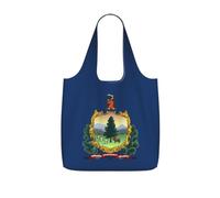 OKFSTY Vermont State Flag Print Printed Reusable Tote 25l Polyester Grocery Shopper Packable Washable Modern Carryall