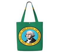 OKFSTY Washington Flag Canvas Tote Bag, Pockets, Durable, Lightweight, Polyester Shopping Cloth Bag, Gifts