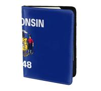 OKFSTY Wisconsin State Flag Printing Fashion Passport Holder Personalized Printed Cowhide Id Holder Travel Passport Cover 5.5 in