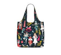 OKFSTY Women_S Nutcracker Ballet Xmas Dance Print Printed Reusable Tote 25l Polyester Grocery Shopper Packable Washable Modern Carryall