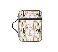 OKFSTY Yellow Sketch Sailing Stylish Printed Bible Bag with Smooth Zippers & Multi-Pockets Compact Organizer for Religious Study