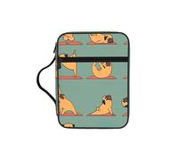 OKFSTY Yoga Pug Stylish Printed Bible Bag with Smooth Zippers & Multi-Pockets Compact Organizer for Religious Study
