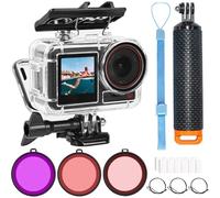 OKFUN 164FT/50M Underwater Waterproof Case with 3 Pack Filters for DJI OSMO Action 5 Pro Action 4 Action 3, Protective Diving Bowl, Monopod, Floating Hand Grip, Rod Rod