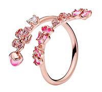 OKGD Original Butterfly Gemstone Peach Blossom Layered Three-ring Ring Matching Sterling Silver Ring European Jewelry-6,3