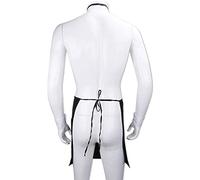 OKGD Sexy Men Waiter Costume Cosplay Servant Lingerie Male Stripper Bow Tie Underwear Man Skirts Bodysuit Apron Set with Wrist Band-back strap