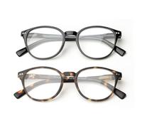 OKH 2 Pack Reading Glasses Blue Light Blocking for Men Women Round Computer Readers Anti Glare/Eye Strain Reduce Headaches Reading Eyeglasses with Spring Hinges(Black+Tortoise, +2.00)