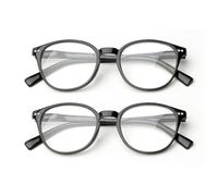 OKH 2 Pack Reading Glasses Blue Light Blocking for Men Women Round Computer Readers Anti Glare/Eye Strain Reduce Headaches Reading Eyeglasses with Spring Hinges(Black+Black, +1.00)