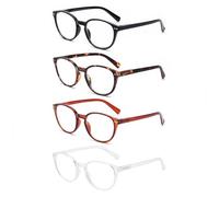 OKH 4 Pack Reading Glasses Blue Light Blocking for Men Women Round Computer Readers Anti Glare/Eye Strain Reduce Headaches Reading Eyeglasses with Spring Hinges(4pack, +3.0)