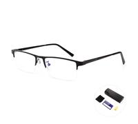 OKH Blue Light Blocking Metal Reading Glasses for Men Anti Computer Glare Eyestrain Spring Hinge Readers with Case (Black, 3.0)