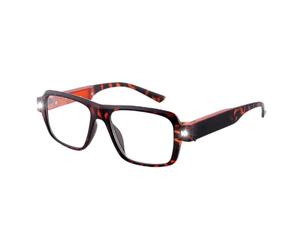 OKH Blue Light Blocking Reading Glasses With Lights and Magnifier in The Frame Bright LED Rechargeable Readers for Men and Women Tortoise 3.0