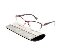 OKH Cateye Reading Glasses for Women with Spring Hinge, Quality Vintage Blue Light Blocking Floral/Flower Pattern Design Cat Eye Ladies Readers Glasses with Pouch(Red +3.0)