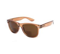 OKH Classic Retro Frame Unisex Bifocal Reading Sunglasses Sun Reader Glasses for Men Women UV400 Outdoor Reading in the Sun (Tea +2.0)