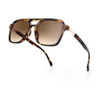 OKH Fashion Polarized Sunglasses for Men and Women - Classic Square Frame Double Bridge, Lightweight, UV400 Protection (Tortoise/Tea)