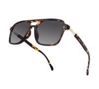 OKH Fashion Polarized Sunglasses for Men and Women - Classic Square Frame Double Bridge, Lightweight, UV400 Protection (Tortoise/Grey)