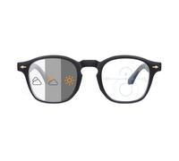 OKH Photochromic Progressive Multifocus Reading Glasses Blue Light Blocking for Men Women Varifocal Rectangle Eyewear Sun Readers with Spring Hinge（Black +2.0）