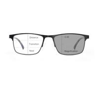 OKH Varifocal Progressive Photochromic Multifocal Reading Glasses Transition Anti Blue Light UV Protection With Spring Hinge (Black +3.5)