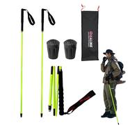 OKHEALING High Strength Carbon Fiber Trekking Poles 1 Pair 5 Section Folding Poles, Lightweight and Sturdy, Suitable for Hiking, Trekking and Mountaineering (Yellow, 105cm)