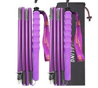 OKHEALING High Strength Carbon Fibre Trekking Poles 2 pcs, Folds Into 5 Sections, Lightweight and Strong, Protects Joints, Suitable for Hiking, Trekking and Mountaineering (Purple, 130cm)