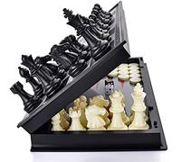 OkidSTEM 3 In 1 Magnetic Chess Draughts Backgammon Game Set, Travel Chess Game with Folding Board & 2 Extra Queens & Storage Bag for Pieces, Educational Board Game Gift for Kids & Adults