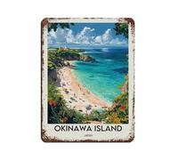 Okinawa Island Poster Art Tin Sign Vintage Metal Pub Club Cafe Bar Home Wall Art Decoration Poster Retro 12x16inch(30x40cm)