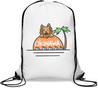 Okinawa Japan Island Lion Art Gym Sack Casual Drawstring Bag White