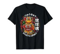 Okinawa Ryukyu Islands Kawaii Shisa Guardian Lions Kanji Value Graphic T-Shirt, Men, Black, M