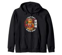 Okinawa Ryukyu Islands Kawaii Shisa Guardian Lions Kanji Zip Hoodie