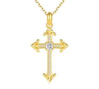 OKISIL 925 Sterling Silver Cross Necklace for Women, 18K Gold Plated Necklaces for Women, Trendy Cross Pendant with 5A Cubic Zirconia, Birthday, Christening, Christian Jewelry, Gifts for Women, 1.18