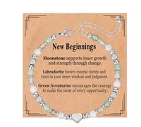 Okiuen Bracelets For Womens Ladies Crystals Beaded Natural Stones Gemstone Anxiety Healing New Beginnings Good Luck Jewellery Presents